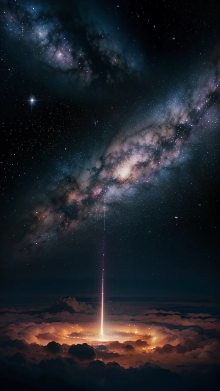 Dazzling celestial lights shimmer against the dark canvas of the night sky, illuminating the heavens with ethereal beauty. Among these magnificent wonders, an array of brilliantly hued stars and distant celestial objects emerge as the focal point. This mesmerizing image, akin to a breathtaking photograph, captures the delicate twinkles, each shining with a distinct hue and intensity. The remarkable clarity and richness of colors imbue this picture with a sense of exquisite detail, transporting viewers to the boundless expanse of the universe's awe-inspiring spectacle.