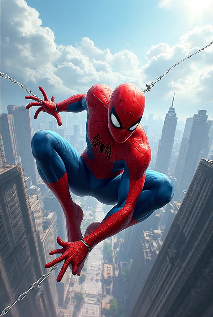 (8k, RAW photo, best quality, masterpiece: 1.2), ultra-detailed, formal art, photorealism: 1.37, upper body shot, Marvel Spider-Man, film grain, action pose, night, city, face without mask