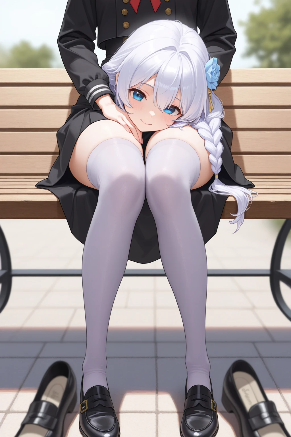 One Girl，Thick thighs,flatらな胸, whole body, Head to Toe Frame, flat, Thin thighs, Bloomers, , を見せる( ), Outdoor, cute girl, cute , Avoid One Piece，String panties，Place your fingers on your panties、stick out、shifting，whole body，Highest quality