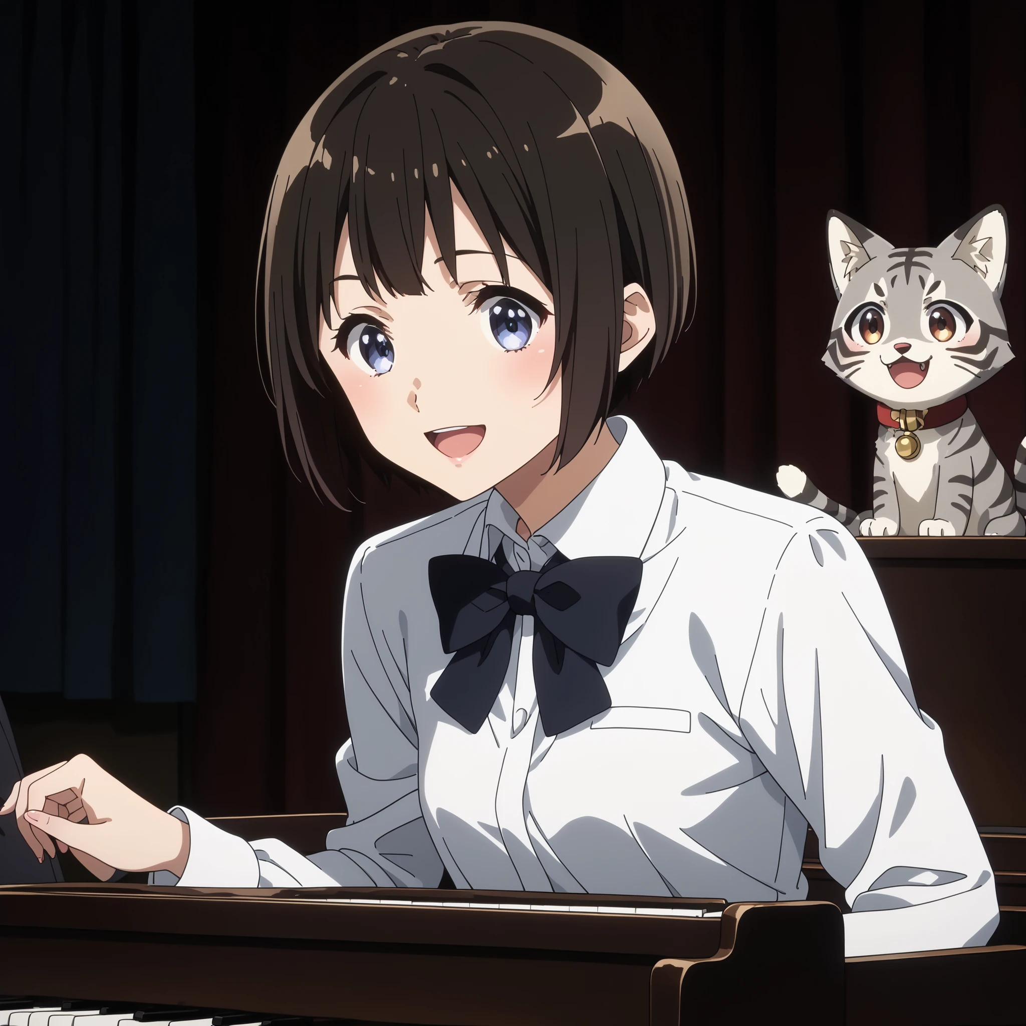 gray pheasant tiger cat、short cut girl with Usopp nearby、 playing the piano、younger, Black-haired character , presumably children or teenagers , , Smile of joy, dynamically drawn , dark gray similar to cats and dogs, background full of stars. they have a long sleeve white shirt with gray tiger accents and playful dark pants. characters、 is small, falling or flying towards the white animals , Holding hands at、has unique gray and black spots. the animals also appear to be falling or floating , wide, surprised eyes and slightly open mouths . big, is small星で飾られたものもある, occupy the top and right parts of the image , the overall mood is whimsical and adventurous , conveyed by the characters' facial expressions and poses .gray pheasant tiger cat、short cut girl with Usopp nearby、she's in front of a grand piano、she's a piano recital、she's a piano instructor、smiling with an adorable gray cat、she enjoys the piano、With both black pianos、Gray furry cat、Exact index amount、Precise keys、A cat with a glossy coat、gray pheasant tiger cat、short cut girl with Usopp nearby、 playing the piano、younger, Black-haired character , presumably children or teenagers , , Smile of joy, dynamically drawn , dark gray similar to cats and dogs, background full of stars. they have a long sleeve white shirt with gray tiger accents and playful dark pants. characters、 is small, falling or flying towards the white animals , Holding hands at、has unique gray and black spots. the animals also appear to be falling or floating , wide, surprised eyes and slightly open mouths . big, is small星で飾られたものもある, occupy the top and right parts of the image , the overall mood is whimsical and adventurous , conveyed by the characters' facial expressions and poses .gray pheasant tiger cat、short cut girl with Usopp nearby、she's in front of a grand piano、she's a piano recital、she's a piano instructor、smiling with an adorable gray cat、she enjoys the piano、With both black pianos、Gray furry cat、Exact index amount、Precise keys、A cat with a glossy coat、two people facing each other、Embracing Gesture