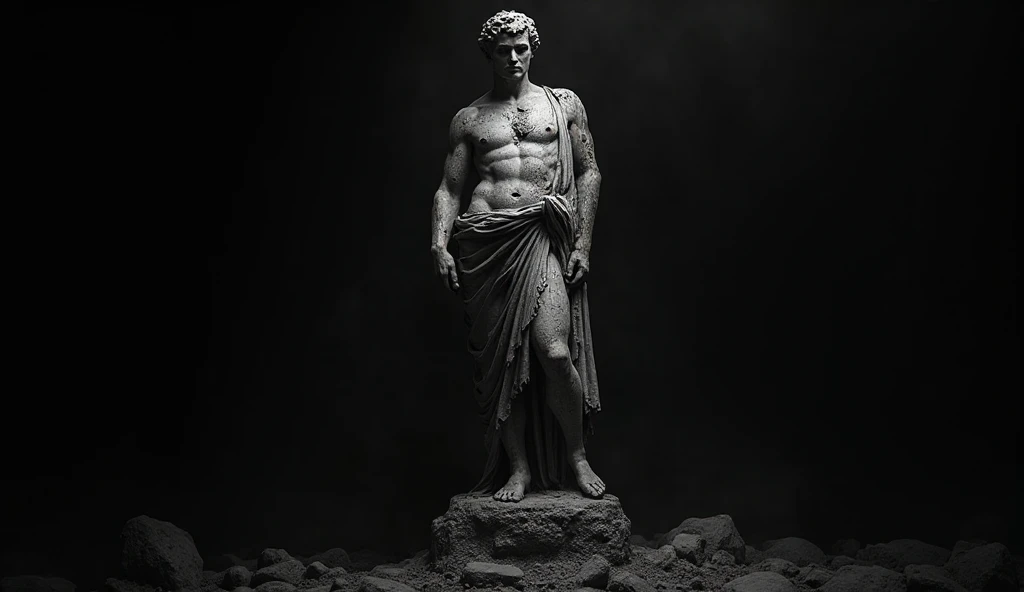 male roman graga statue, white color, stark, impose yourself, alpha, wise, serious. in ancient Greece




