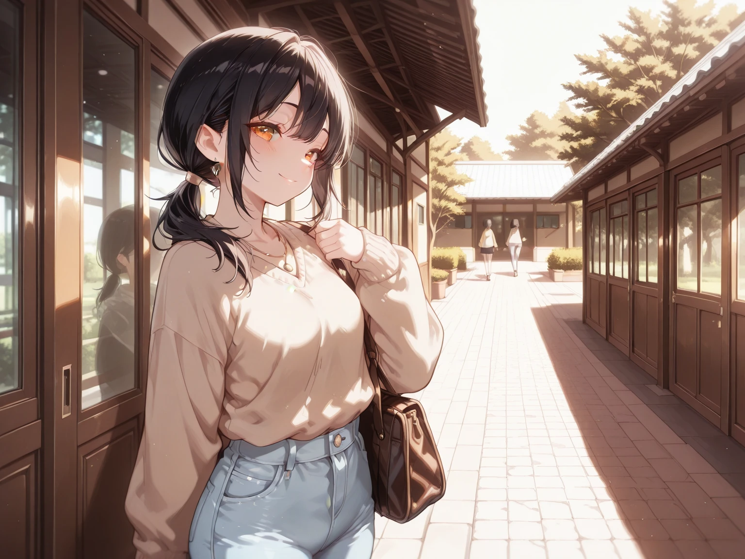 Yorbraia, Yor Briar, Black Hair, (Red eyes:1.5), Earrings, gold hair band, hair band, Long Hair,  (Medium :1.2), happy smile, smile, Open your mouth,Oversized one-shoulder t-shirt,Shorts,Black pantyhose,short boots,,whole bodyがイラストに入るように,Walking,food, drink, Tables and chairs, cleaning, tray, tray in one hand
break indoors,room,living,
break looking at viewer, whole body,
break (masterpiece:1.2), Highest quality, High resolution, unity 8k wallpaper, (figure:0.8), (Beautiful attention to detail:1.6), Highly detailed face, Perfect lighting, Highly detailed CG, (Perfect hands, Perfect ),