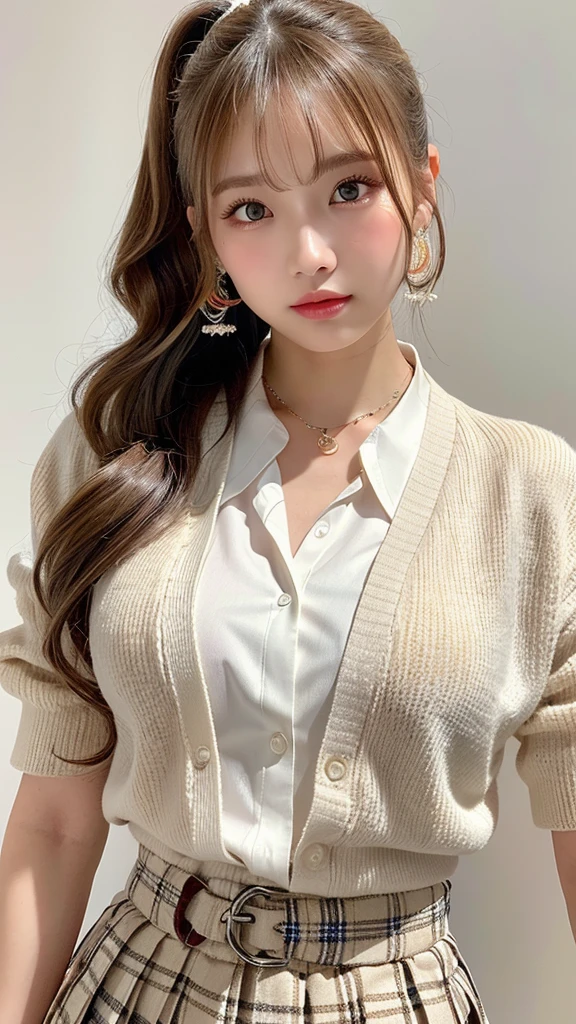 Matcha latte, woman leaning against counter, pale colored Chanel collarless jacket, Mayumi Wakamura, adult woman,  expression, loptin and matcha, tsuyu from twice, drink, 🍸🍋