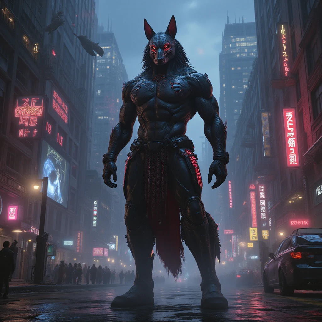 knollingcase，Black Dog，（（（with dynamism，photograph realistic，，dramatics，foco nítido，8k））），punky style，Spidey