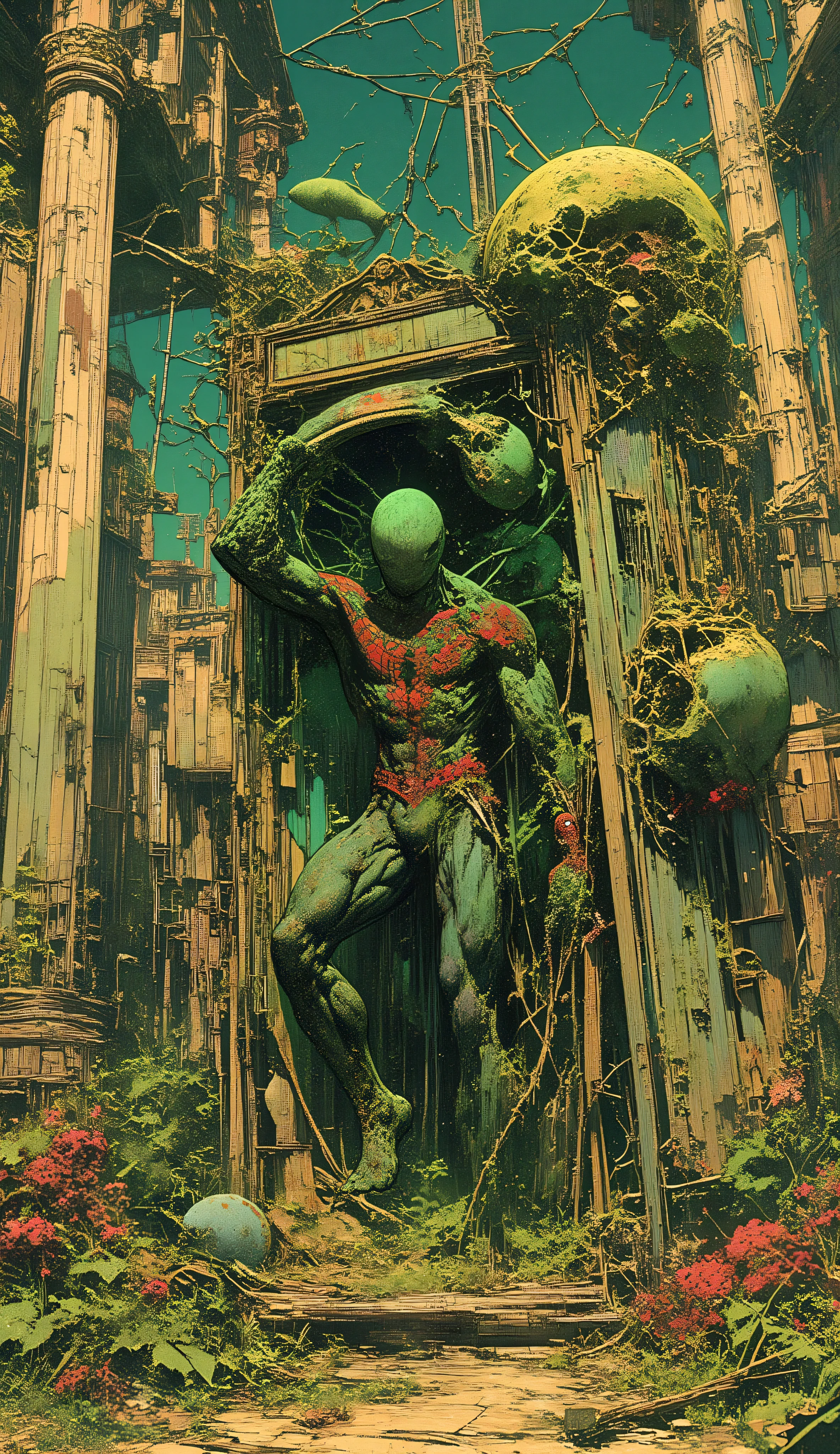 the hallucinatory art of spiderman in a Roman telephone booth , Psychedelic Surreal Art , Shamanistic horror LSD art, terrifying surrealist art , dmt Death of Ego , Psychedelic Space Horror , DMT Egodes , Shamanism DMT Horror Art , Ultra Detailed Fantastic Art , High Resolution Fantastic Art , Tool Band Art, green,White,red,Colosseum,Calabrian black squirrels ,daisy,32k