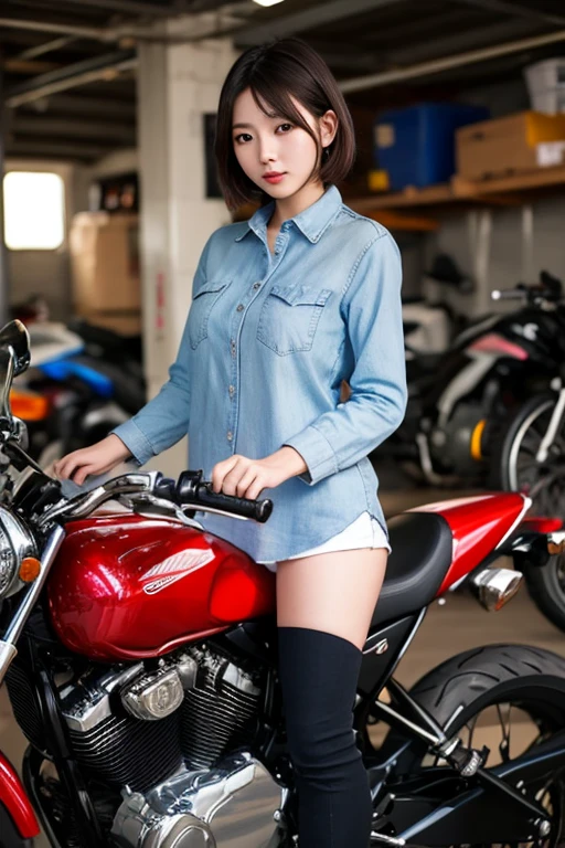 ​masterpiece、A detailed eye、超A high resolution(reality:1.4)very extremely beautiful, Beautiful skins, A slender,skinny  body、being thin、thin and long legs、 Forward-facing body, (A hyper-realistic), (hight resolution), (8K), (ighly detailed), (ultra-detailliert), 详细的脸,、fullnude、nsfw、Riding a motorcycle