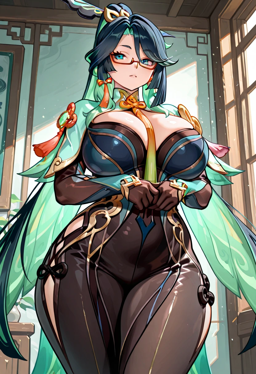 ,elbow_mitts,See-through,bodystocking,摩洛解放阵线,succubi，Naughty_face,Putting up with_face,Gigantic_(Breasts),,Thick_Thighs,black's stockings,(Spread legs),high-heels，the feet，drools,foreshortening，