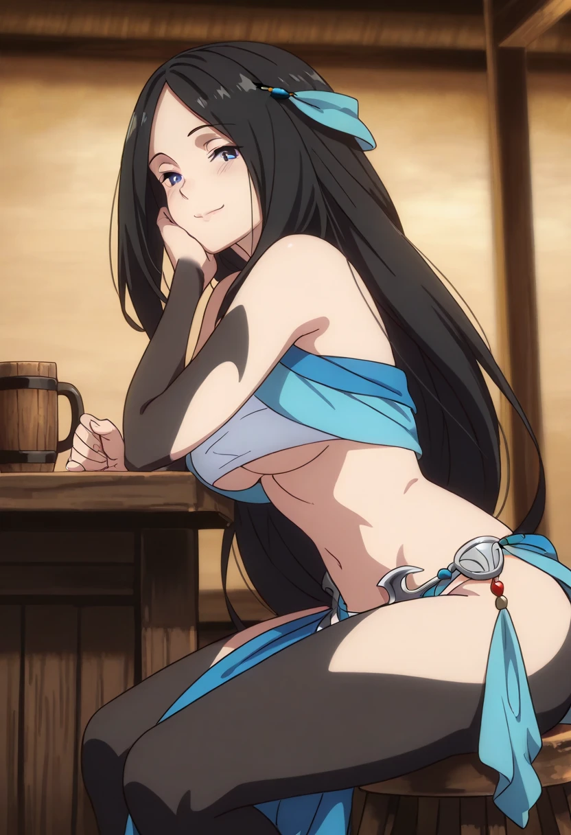 ,,,woman on top, in ,sweat,girl trembling with ,,arms behind head,,,,bad hands,bad fingers,missing fingers,extra fingers,Simple white background,Armpit show,underboob,blue outfit, Jewelry,Pedras preciosas,Necklace, Blue eyes, Black hair,Bangs,Very long hair, 1 girl, 20yr old,infp young woman,Beautiful Finger,Beautiful long legs,Beautiful body, Beautiful nose,Beautiful character design, Perfect eyes, Perfect face,Expressive eyes,Perfect balance, Looking at Viewer,(Focus on her face),Closed mouth, (Innocent_Big_Eyes:1.0),(light_Smile:0.3), Official art,the Extremely Detailed CG Unity 8K Wallpapers, Perfect Lighting,Colorful, Bright_front_Face_Lighting,White skin, (masutepiece:1.0),(best_quality:1.0), 超A high resolution,4K,Ultra-detailed, Photography, 8K, nffsw, hight resolution, absurderes:1.2, Kodak Portra 400, Film grain, Blurry background, Bokeh:1.2, Lens Flare, (Vibrant_Color:1.2),professional photograpy, (Beautiful,Large_breasts:1.4), (Beautiful_Face:1.5),(narrow_waist),