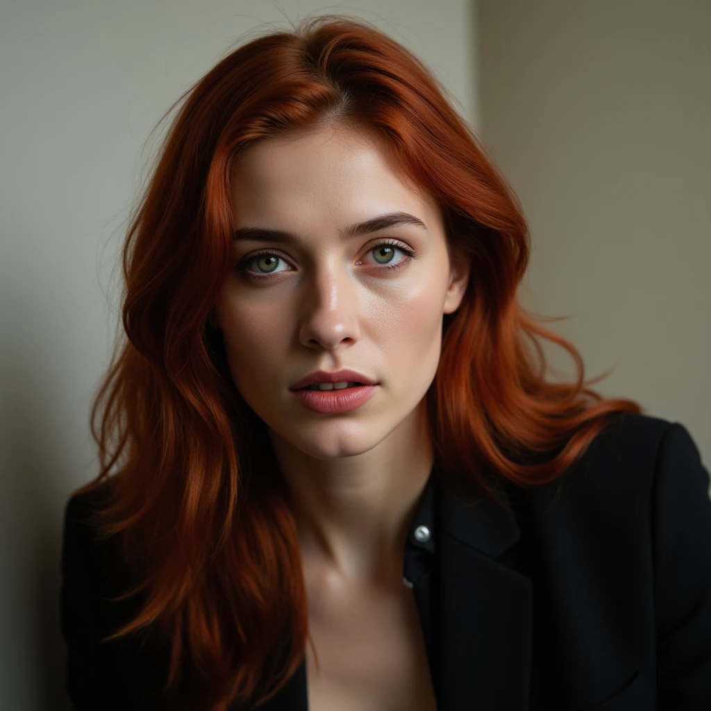 girl with red hair. model expression clothing. 4k 8k realism