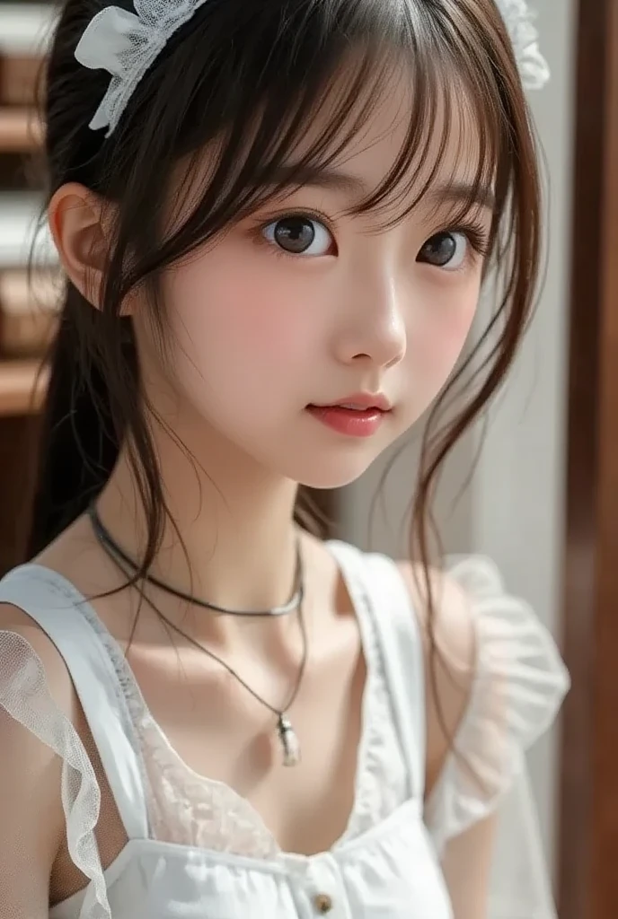 (cute face,brown eye, detailed face), dresses , master piece , best quality , detailed , matured female , bangs