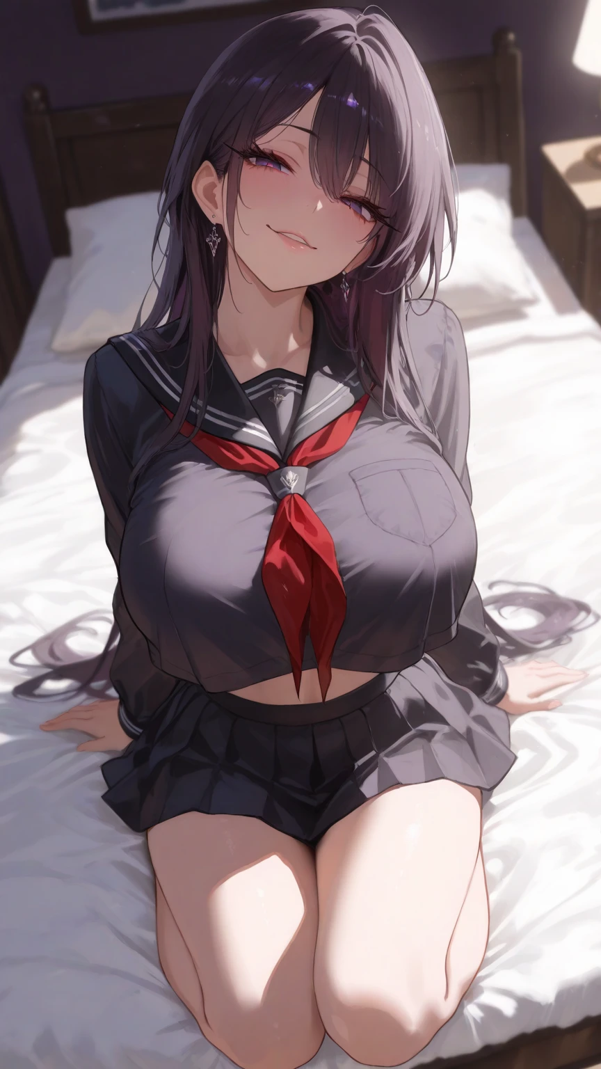 Japanese，high school girl，，No panties，black hair，long hair，uniform，，heart eyes，exposed ，Touching the 、，，口内，