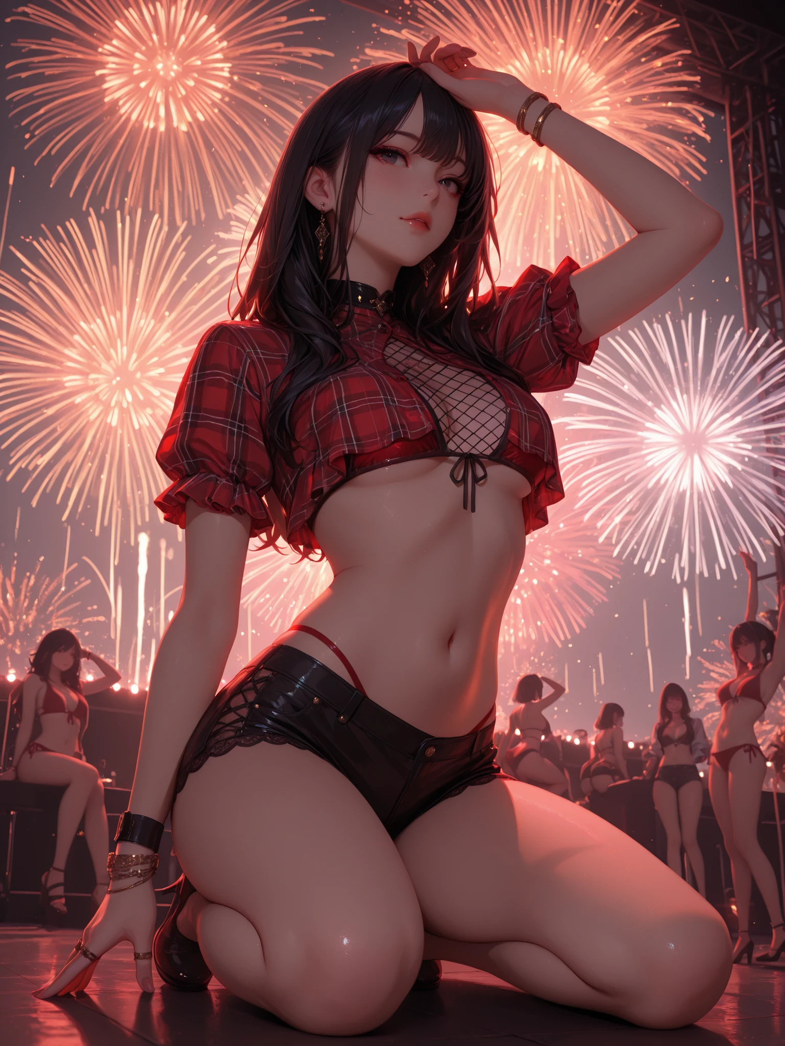 1  female　Coloring underwear　Fireworks Festival　laying on back