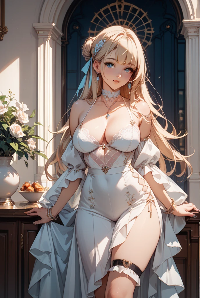 girl, With ???????????, exotic dress with white gold details