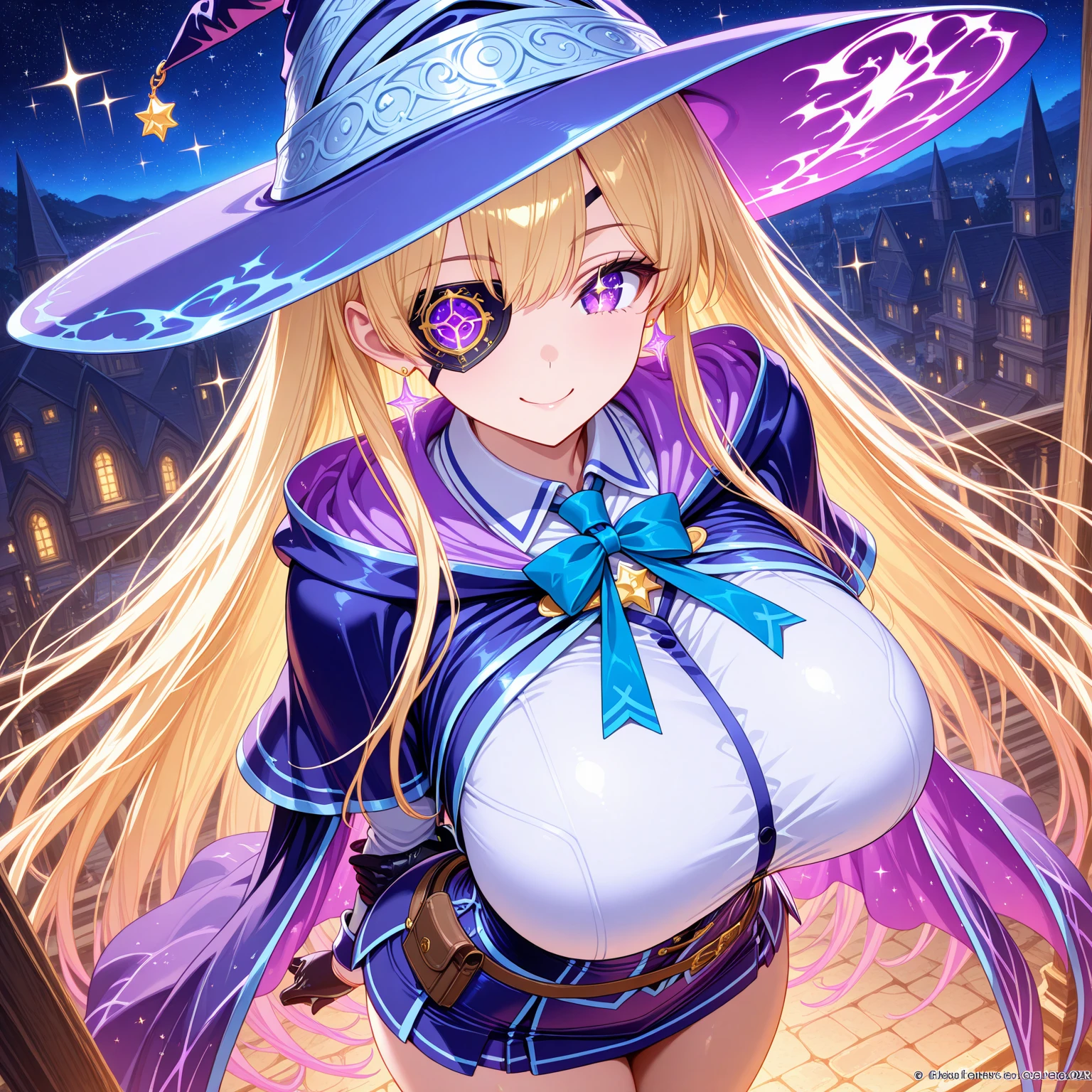 master piece,best quality,ultra detailed,8k,
ambient light,realistic skin,glossy skin,
（dark magician girl, duel monster, blush stickers, blonde hair, green eyes, long hair, ???????, blush, bangs, ?????????????, hair between eyes, pentacle, pentagram, hat, dress, cleavage, ???? shoulders, collarbone, choker, blue headwear, wizard hat, bracer, detached sleeves;）、（????? towel）、（????????????：1.3）、（the body is very wet：1.3）、glossy lips、Slightly emphasize the lower lip、blush、emphasizing the cleavage、
fantastic night sky、full moon、aurora、horizon、open-air bath、Japanese inn