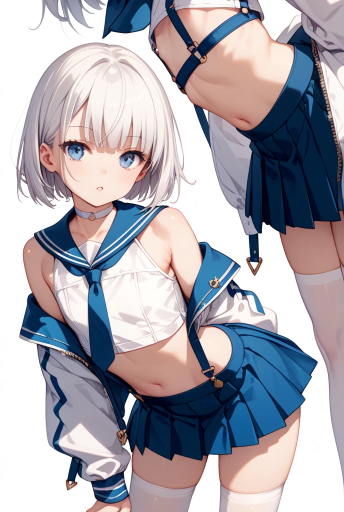 (Super detailed、Ultra-high resolution、Detailed Background)、((Flat Color))、((colorful))、((浮かぶcolorfulな水))、1 female college student、break、body paint、Pop tattoo on chest、Pop tattoo on belly、Feminine beauty、Warm body type、Large chest、Sexy Random Pose、Angle view from below、
(short hair、Silver Hair、hair ornaments)、(White  Dress、choker、Sexy uniform showing the underside of the chest）、(((Underboob)))、、TWICE's Tzuyu' on pause、I can see her 、smile