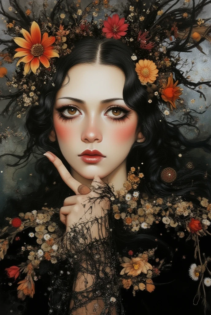 Woman body set large (best quality, highres, ice skull:1.1), A girl with a body made of lava, featuring a Dracula Orchid pattern. (best quality, ultra-detailed), (realistic), vibrant colors, intense lighting, lava-like texture, hauntingly beautiful composition, surreal atmosphere, contrasting dark shadows, mesmerizing glow, detailed  features, flowing lava tendrils, fiery eyes, ethereal presence, intricate floral patterns, mysterious aura."