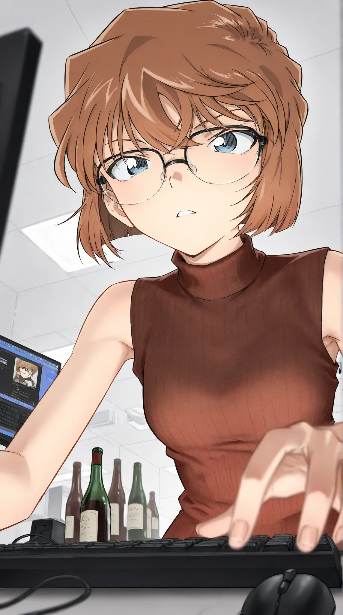 best quality, photorealistic, 8k, high res, 1girl, (large ??????), (professional lighting, bokeh), (city), (day),(brown hair), (green eyes), (portrait), (people), gorgeous, bloom, gts, no text, toned,