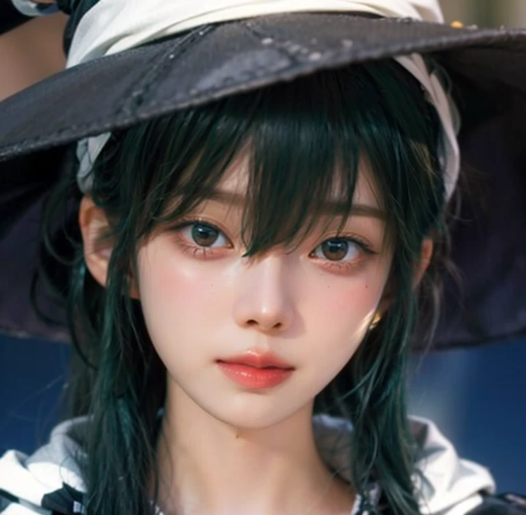 highest quality, Very detailed, masterpiece, Very detailed, cloud, witch_Have, Have, One girl, null, green_null,Day, length_hair, cloudy_null, moon,bird, alone, Silver_hair, witch, Outdoor 