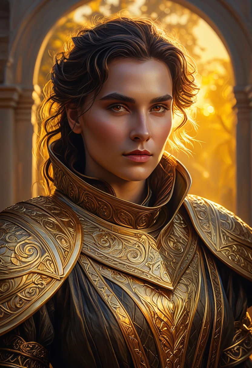 A woman in armor standing in front of a building - SeaArt AI