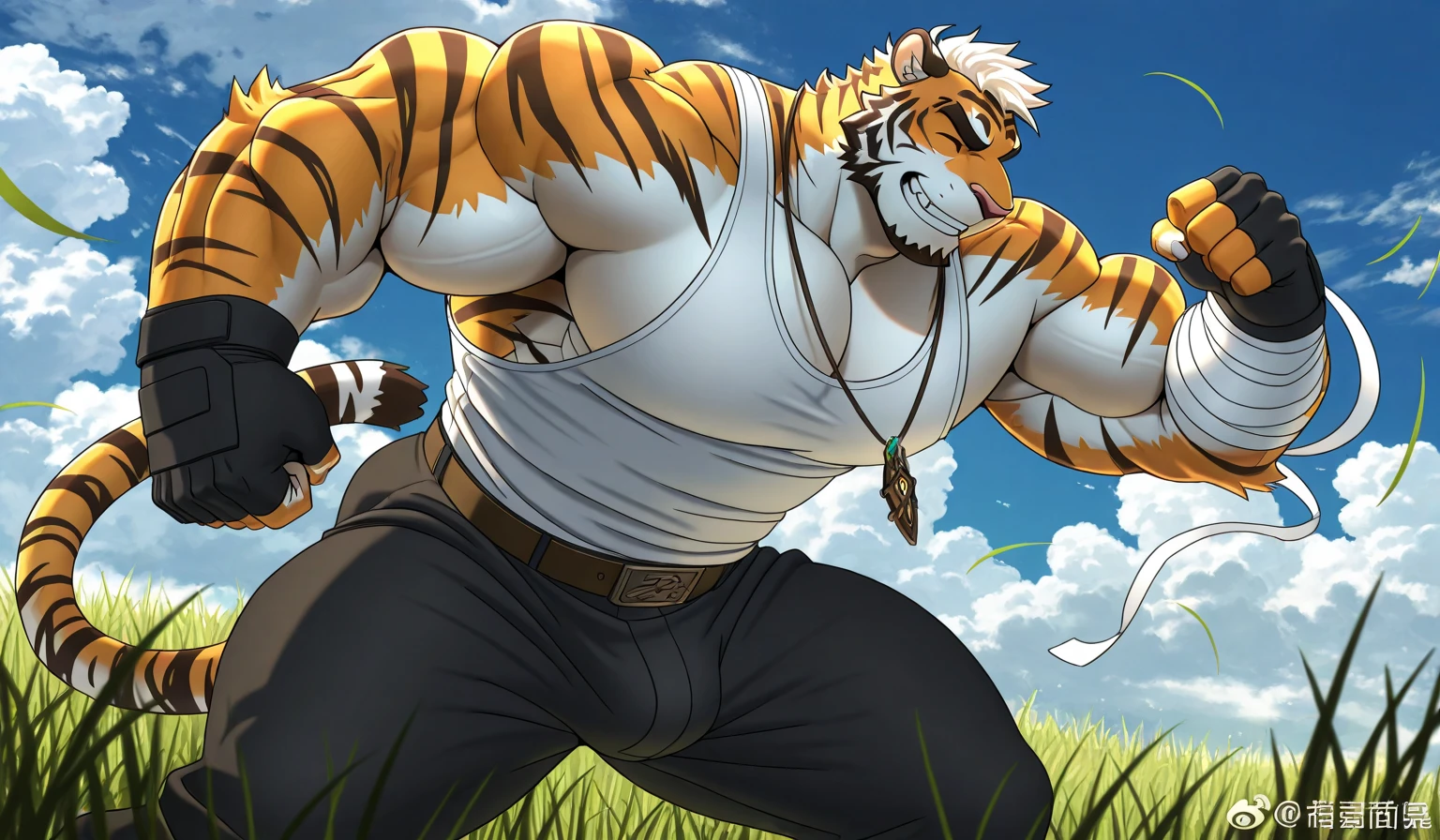 tiger，serious，the strong，Plush body，Fluffy tail（best quality）