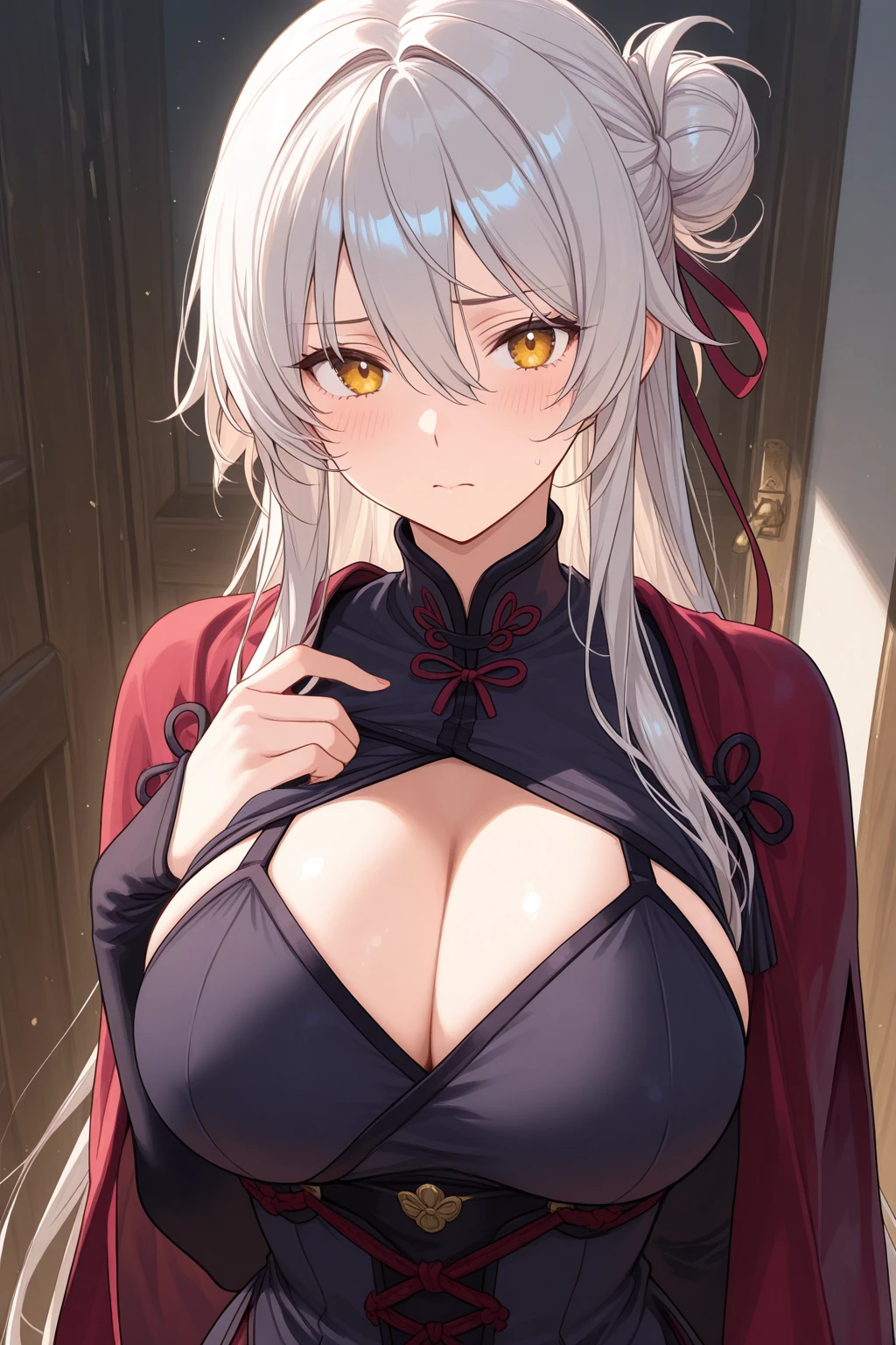 1girl, 18 year old female, Kama, Fate/Grand Order, anime style, ultra realistic, high detail, ???? pose, ????, beautiful, exposed skin, slender, skinny, exposed ??????, large ??????, ???????????????? ???????, ????, ??????, absurdres, high res, ultrasharp, 8K, UHD, retina, masterpiece, accurate, anatomically correct, perfect ???????, textured skin, super detail, high details, high quality, award winning, best quality, high res, looking at viewer, detailed eyes, four fingers and one thumb per hand, perfect hands, perfect finger, two arms only, ??????????, revealing, lavender hair, red eyes