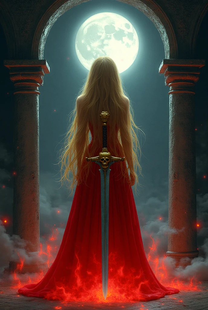 beautiful girl, beautiful , warhammer 40000, sword, stands on a pile of stones. beautiful 