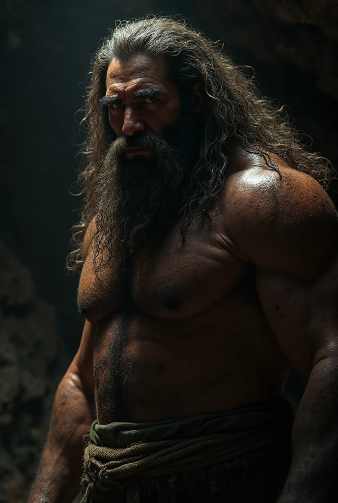 A man with long hair and a beard is holding a sword - SeaArt AI