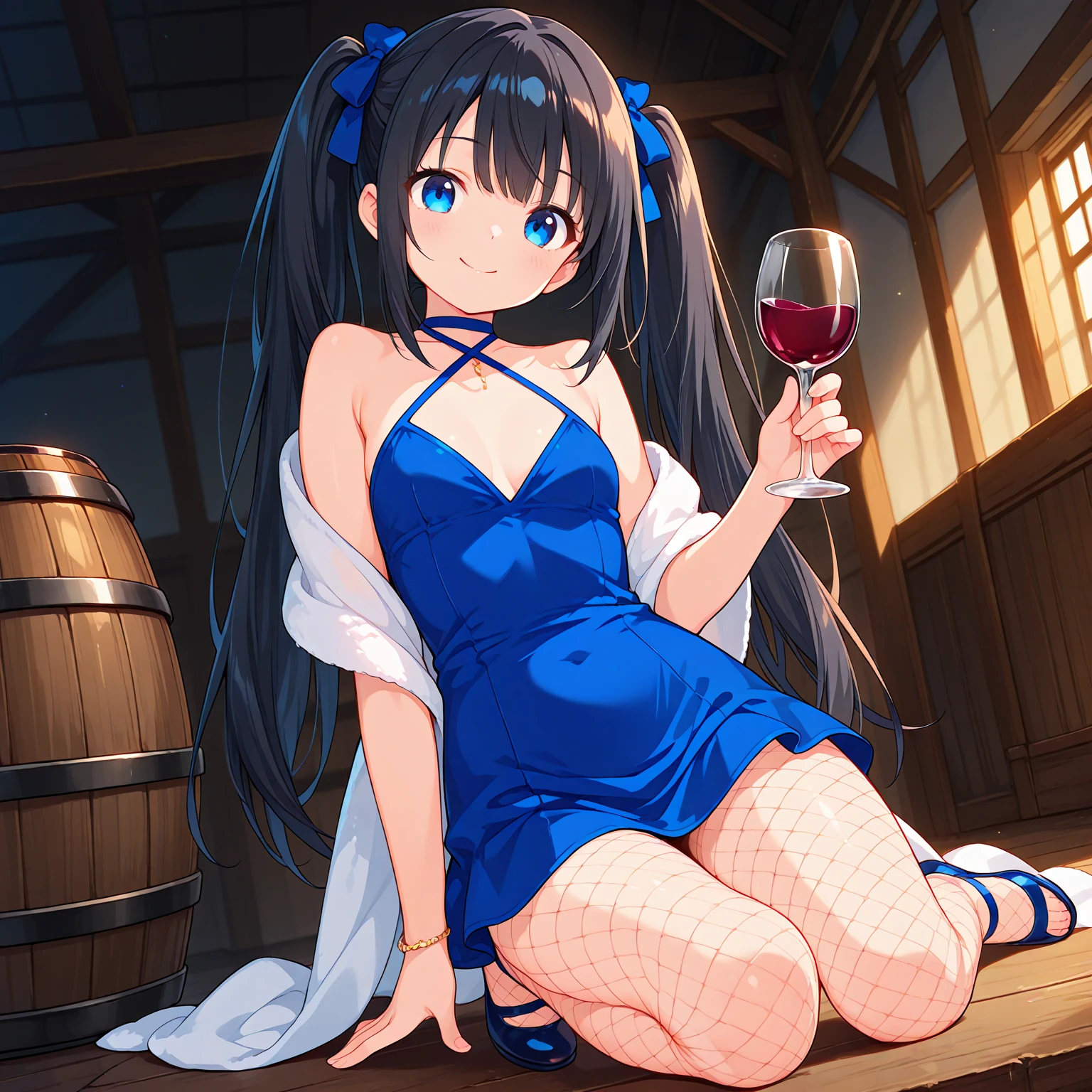 ((Biologically correct limb count))、(( whole body including face))、4K、Masterpiece、((Focus on the face))、((Symmetrical, well-proportioned  features))、Eyes with delicate depictions、Beautiful woman、Outstanding style、Slender Body、(High heels with anklets、Shiny Stockings)、(((Lantern sink、A lot of candles)))、（No sleeve、Checkered block pleated skirt)、A bow tie、(((White frame photo)))、Looking down and looking up、smile、(((Riverside)))、(((In the water)))