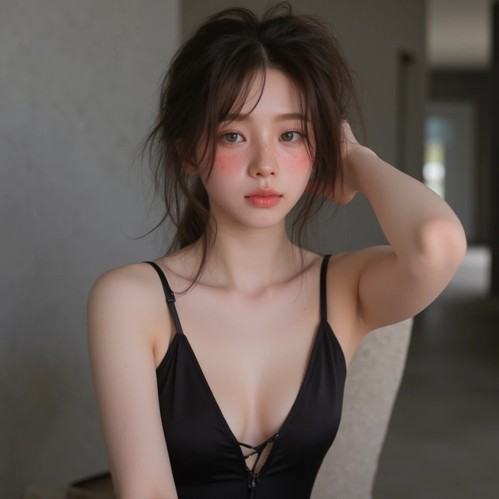 lighting like a movie、Girl in a camisole suit、up of the upper body、Kaihuai、Private room、