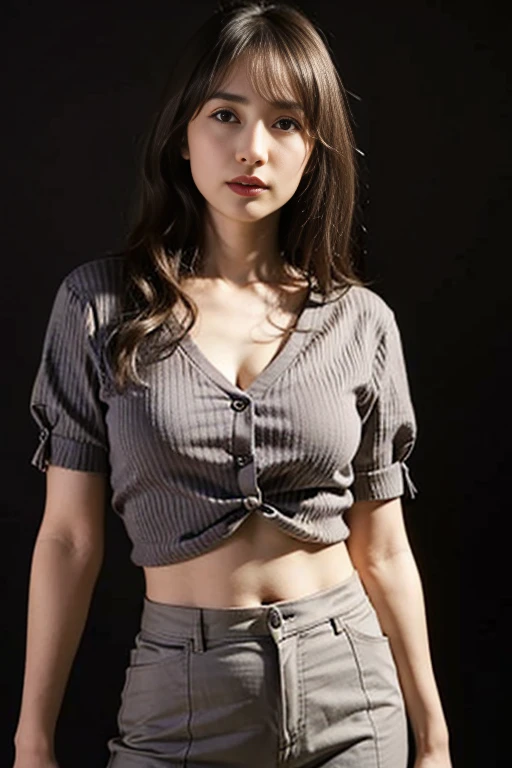 Miley Cyrus is beautiful, long hair, wearing a black strapless top inside, a white shirt outside, black shorts, super  pose, walking down the street