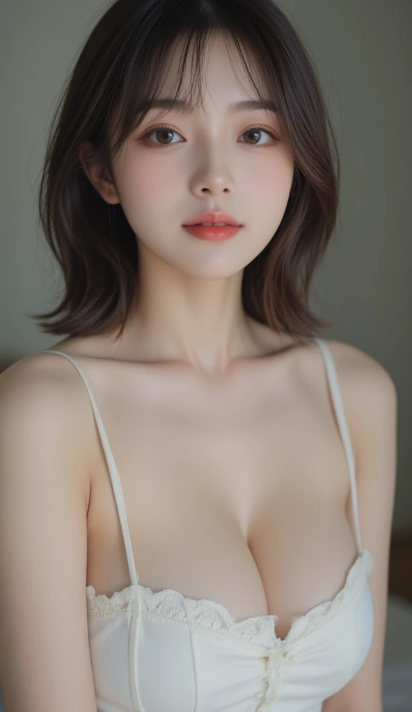 (highest quality), (Ultra-detailed), (model:1.3), (Detailed light), (Very delicate and beautiful skin、 upper body:1.3), 1. Young Girl, Brown Hair, Brown eyes, model, highest quality, Highly detailed CG synthesis 8k wallpaper, High-definition RAW color photos, bright、Sexy pose、(Are thin:1.4)、Normal size breasts、Beautiful breasts、Navy blue 、Office Room、((Naughty pose、Cutting seat:1.2))、Cowboy Shot