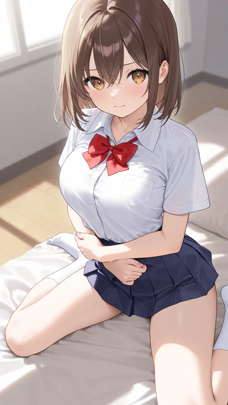 anticipating kiss,closed eyes、side poneyTail、Arms up、(white :1.5)、, legs up、bumpy hair/bouffant/big bouffant、lie down/lie on one’s back、(show off :1.3)、 with both knees upright(:1.5)、Absolute Area、(Black High Socks:1.5)、、(school uniforms:1.3), (white
solid-color clothes around
waist:1.5), (knot on waist:1.3), (white collared-shirt:1.4), ((white collar, unbutton, short sleeve):1.2), (red plaid-pattern pleated-skirt:1.3), ((necklace, colorful bracelet, X hair ornament):1.2),
ultra-detailed、(8k, RAW photo, best quality, masterpiece:1.2), (extremely detailed 8k wallpaper),illustration、professional lighting,sharp focus, depth of field、
、clear eyes、perfect anatomia、girl with、13years、Plump thighs、Fully 、Lift skirt、a blond、(makeup:1.1)、