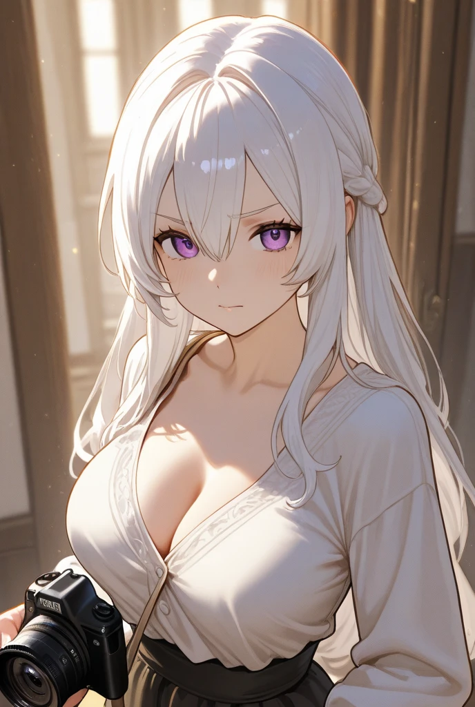 (((Alone))),(((Woman))),(((Thin waist))),(((Average breasts))),(((Light skin))),(((Gray Hair))),(((Serene black eyes))),(((Beautiful face))),(((Wearing tribal clothes)))