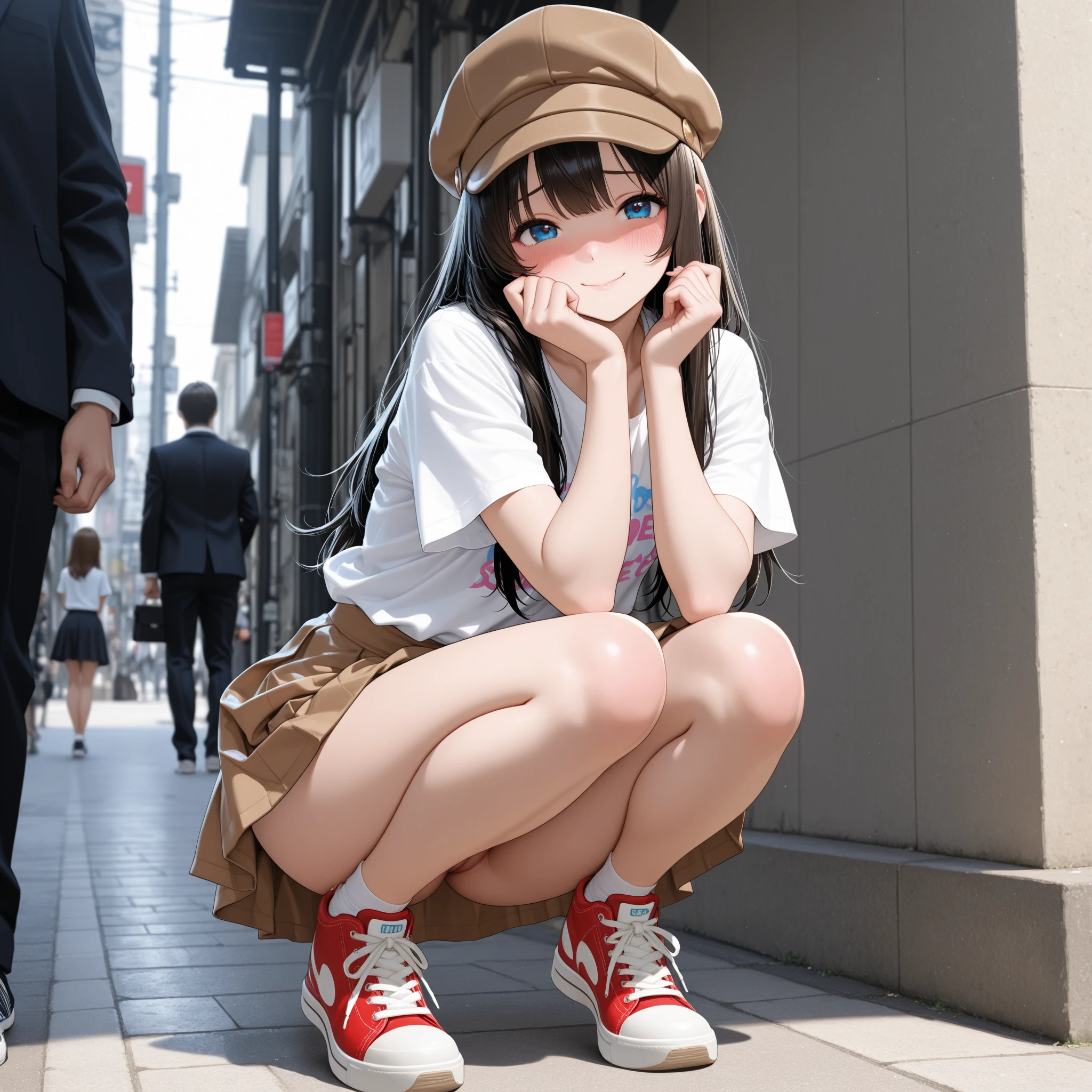 Cute little 4 year old, esta en las calle, (ropa colegial), tiene un orgasmo,(una pierna levantada), ( ), lleva ropa interior, (rosado), (face 4 years).