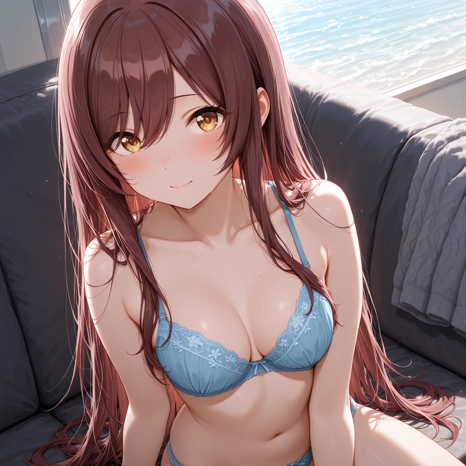 hair band, Medium Hair, ribbon, socks,Eye patch,,((((Highest quality, 8k, 32K, masterpiece, 超High resolution: 1.2)))),EvangelionAsuka,Delicate and smooth skin, Realistic Skin, Perfect and beautiful face, Perfect pretty face, (From above: 1.2), , (Thin black , Fleshy pubic area, Beautiful  exposure: 1.4)),  red , Are standing)), Glowing Skin, Beautiful waistline, masterpiece, Highest quality, High resolution, alone, Big Breasts, indoor, Out-of-position good, , (arrival: 1.2),,,,Disheveled , Shortness of breath, An invitation to  expression, Single women, Light good,,, Cleavage, close your eyes, lips, Long Hair, Open your mouth, photograph_, pink_good,,(masterpiece),(Photorealistic: 1.3), NFSW, Super detailed, (Skin with attention to detail: 1.2), (Highest quality: 1.0), (超High resolution: 1.0), (Highest quality, 8k, 32K, masterpiece, 超High resolution: 1.2), ((Spread your legs)), float your hips 1 person, 1 person, Asuka, Red clothes, Evangelion, 8k, Highest quality,, woman on top, on bed, squatting, , knees away,  stain,:1.3,