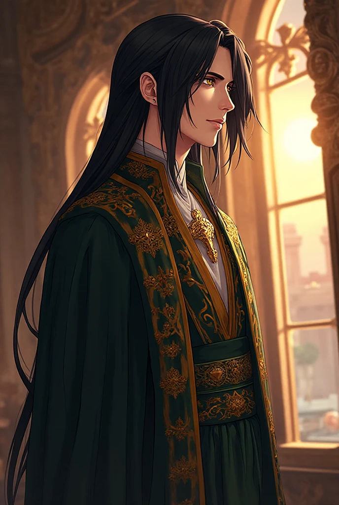 1 middle-aged man, (45 years old), long black hair, violet eyes, chinese clothes, purple clothes, available at purple chinese room