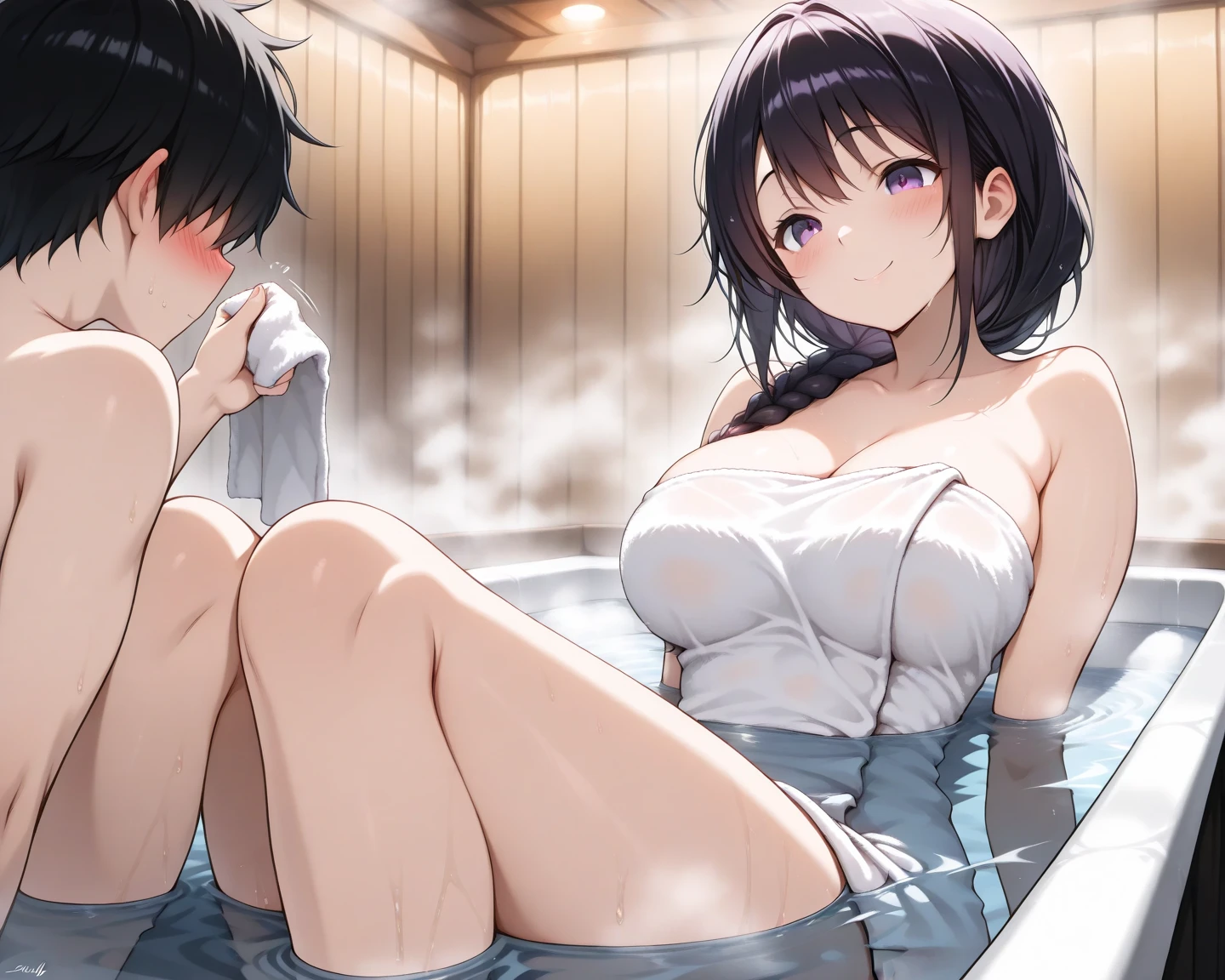 ((pixel-perfect, detail-perfect))), solo , 1girl, Karin asaka, eyes blue, style moe anime love live, smile, completely , body ,   dripping , sauna, armpit,  , , large extreme filesize, ultra quality high
