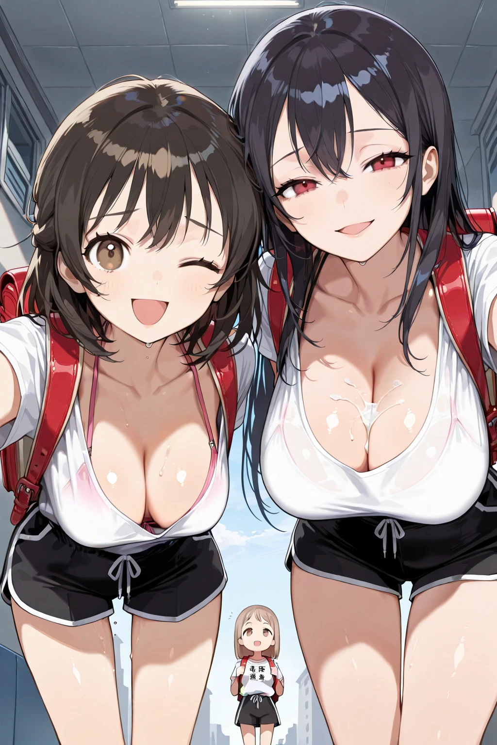 (((highest quality)))、(((masterpiece)))、(((An illustration)))、(((very delicate and beautiful)))、(((very detailed)))、(((cg)))、(((8k wallpaper)))、(((wonderful)))、(((small details)))、(((the best ultimate art)))、(((very detailed )))、(((cg Unity 8k wallpaper)))、japanese girl、(((huge  1:1)))、(((Super Big 1:1)))、(((Pee)))、(((that'It's sticking out)))、(((transparent nipples)))、(((huge nipples)))、(((white gym uniform)))、(((white hat)))、(((Blue Bloomer)))