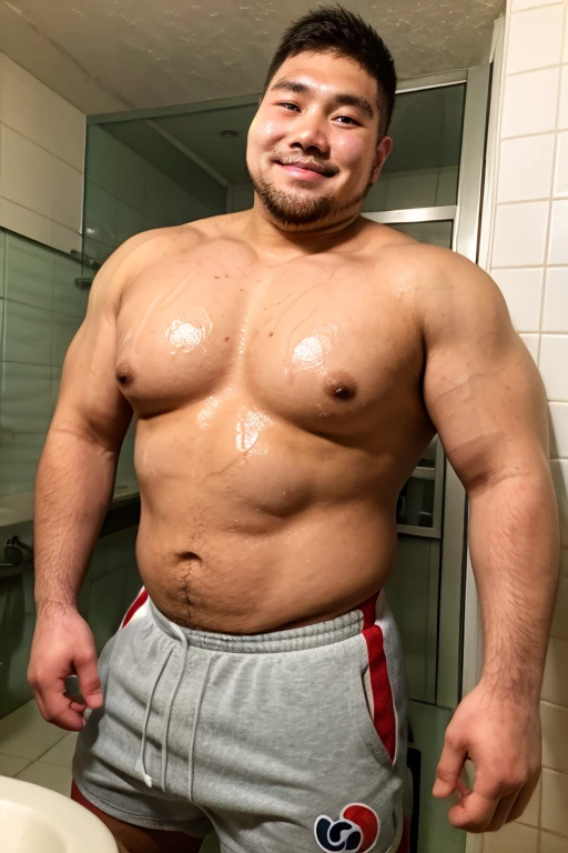 All , NSFW，teenager，crawl on all fours，angle from below，semi-erect fat，large amount of ，open your mouth，A sumo wrestler with Cowper fluid dripping to the floor，Own，short hair，(((asian youth)))，Close-up of a man with a large body, strong and sturdy body, muscular character, sturdy, thick body, exaggerated physique, big muscles, muscular characters, Strong fat bacchanalian body, attractive sturdy man, big muscless, thick, complete h????????????????????????????????????????????????????????????????????????????????????????:1.2)))，beautiful peniale peniasterpiece,highest quality, In 8K, Fat man soaking in a large hot spring, , spread your legs, stretch and relax, Otaku-like, short legs, bowl legs, (obesity: 1.0), Fat man blushing and relaxing, Looks sleepy,  belly,  feet, thin hair, big face man, round face, manly eyes，wet body, vapor, alone，gigachad muscles，