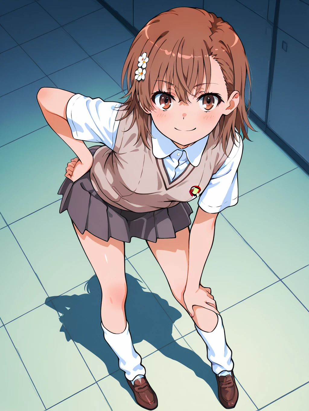 highest quality, (masterpiece:1.2), very detailed,
outdoor, cloud,
Megumi Kamino,
1 girl, alone, Are standing, looking at the viewer, open your mouth, smile, teeth,
brown hair, ponytail, brown eyes, Scrunchie, Heart Necklace,
,(((black buruma, school, gym shirts, white t-shirts, gym uniform, Photo of girl in wooden floor school gym room))),buruma is bikini type ,dynamic angle ,,crawling,sweat,