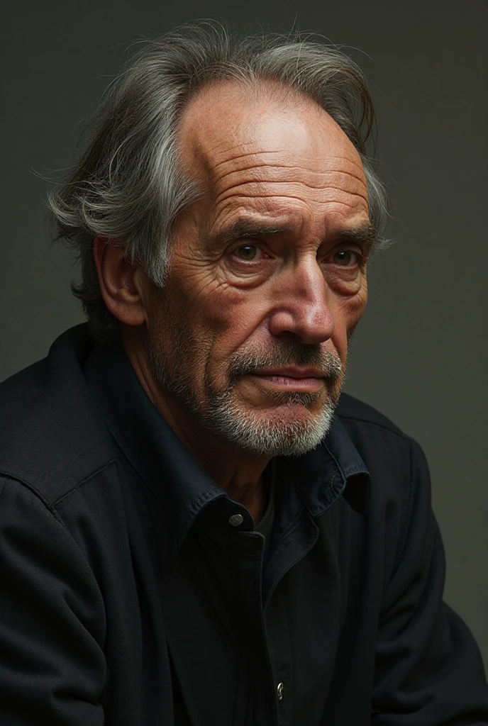 Portrait of a Wise Philosopher, bust, bearded, wrinkled, aged, with piercing eyes, detailed face, high details, photography, studio dark, light edge, Nikon D850, 50mm, f/1.4