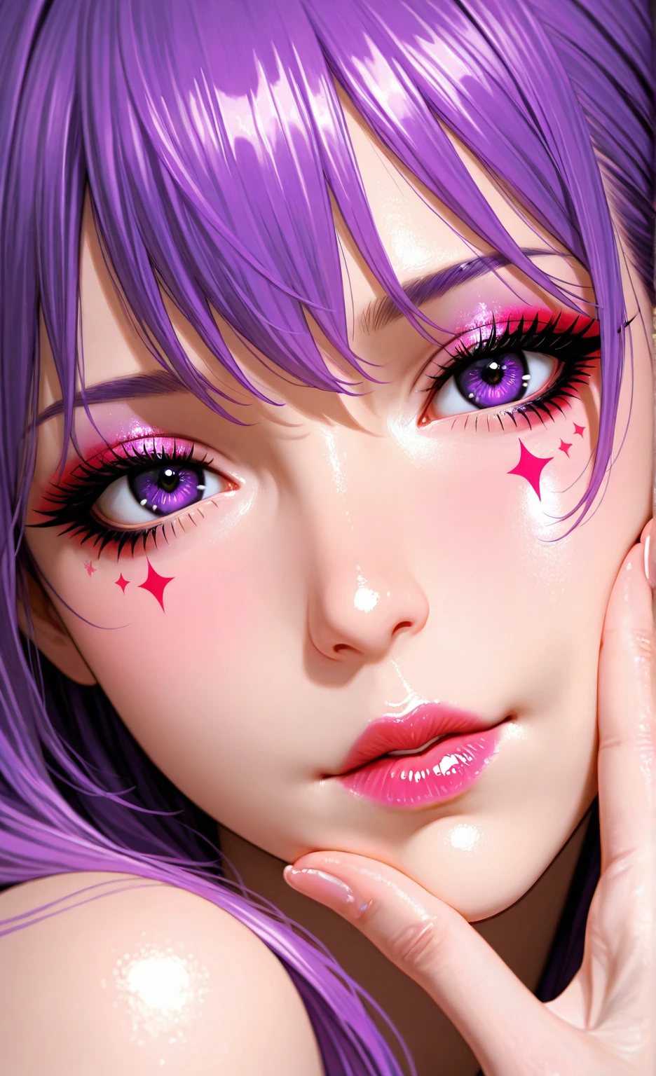 a anime girl with long hair and purple eyes, colorized photo by Rei Kamoi, trending on pixiv, remodernism, official art, ultra detailed, anime, beautiful detailed eyes, beautiful detailed lips, extremely detailed face, long eyelashes, portrait, digital painting, vibrant colors, warm lighting, cinematic composition, photorealistic, high quality, masterpiece, hyper detailed, 8k, best quality