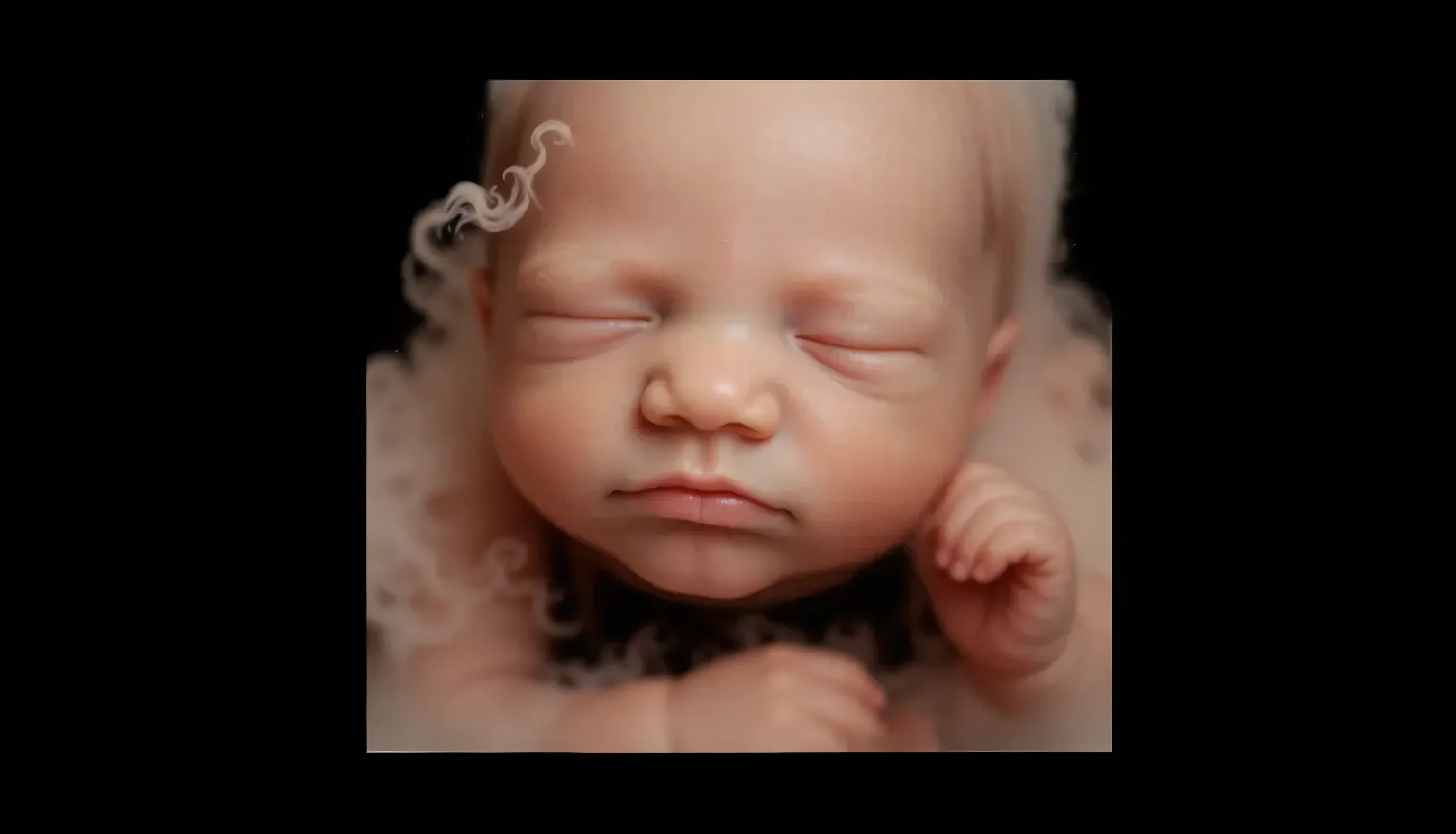 portrait, sleeping baby, fetus, inside , rosy face, hd, realistic, cute, baby girl,  8k, uhd, high quality, sharp focus, he composition beautiful rich and bright
