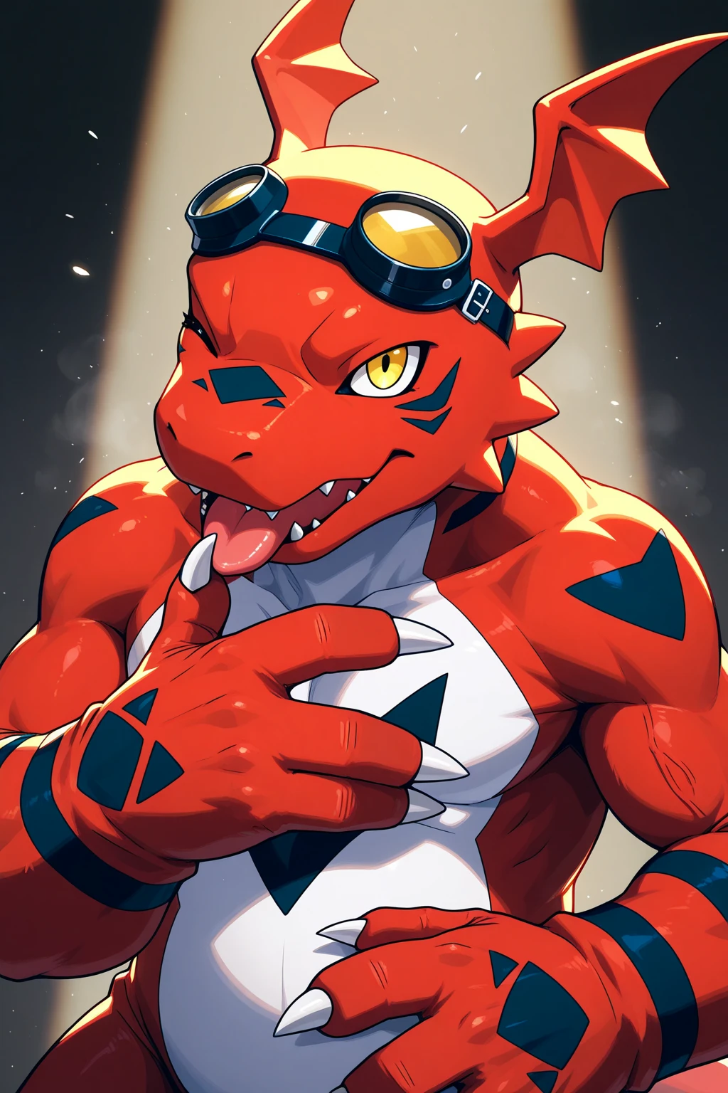 score_9, score_8_up, score_7_up, score_6_up, score_5_up, score_4_up, source_anime, frightfur guilmon, silverspoon, frightfur, looking at viewer:1.2, stuffing, blades, stitches, detailed, slums, sharp, rich, , , 