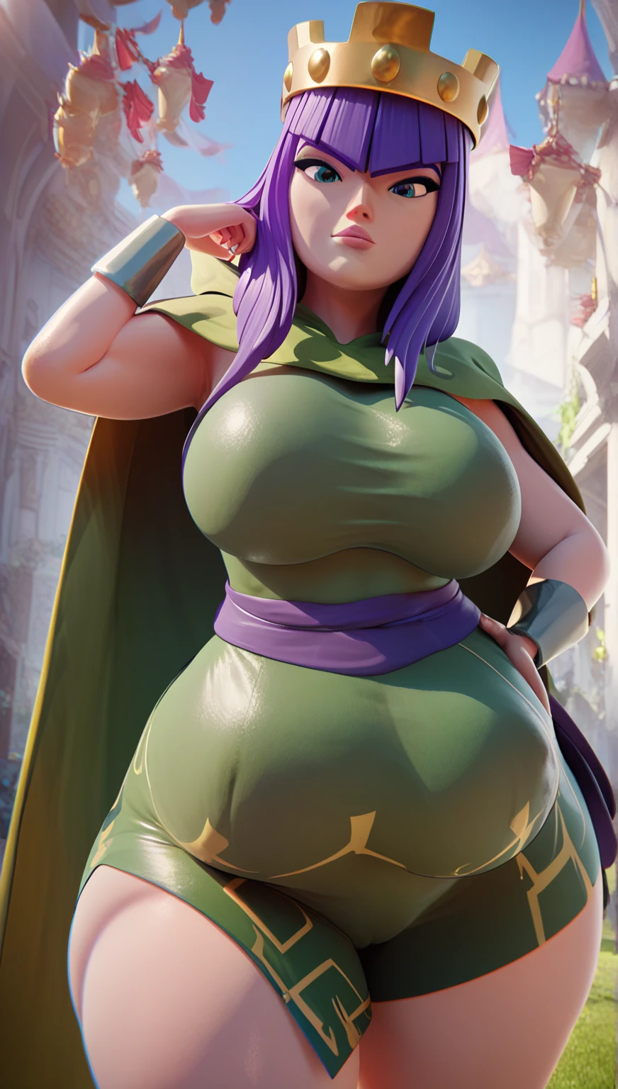 Shantae, tiara, Gargantilha, brincos de argola, bandeau o-ring, Clamps, red latex pants, ????? grandes, sorriso, dentes, muito gorda, quadris super largos, bunda grande, peitos enormes, barriga grande, gordinha, big arms, barriga de gordura dupla, plano de fundo: mercado ambulante no deserto
