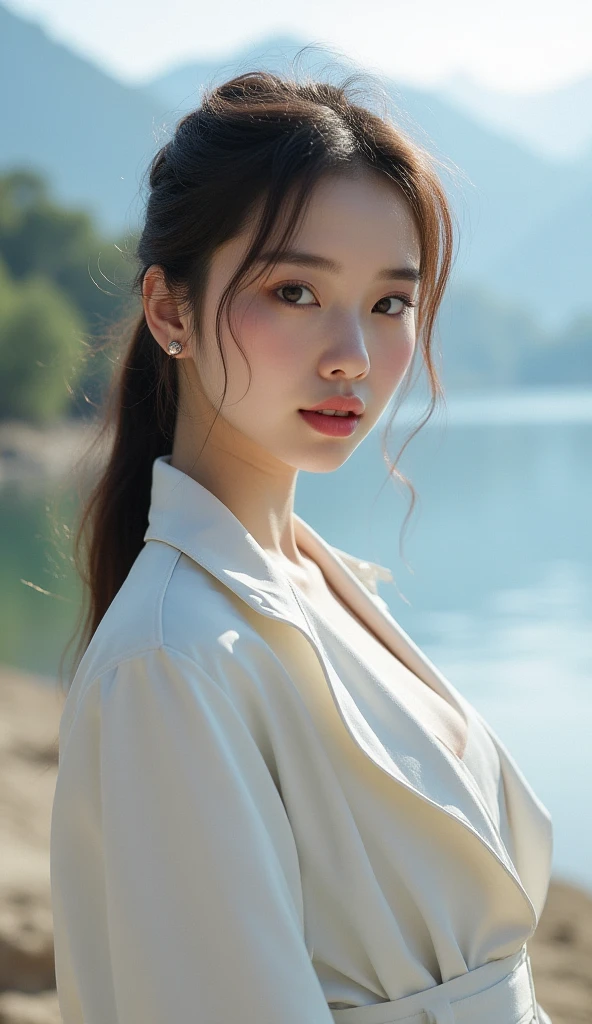 (1girl:1.3), Solo, __body-parts__, Official Art, Unified 8k wallpaper, ultra detail, beautifully aesthetic, beautiful, masterpiece, best quality, raw, masterpiece, ultra fine photography, best quality, ultra high resolution, photorealistic realism, sunlight, full body portrait, amazing beauty, dynamic pose, delicate face, vivid eyes, (from the front), detailed face, Messy and gorgeous milky white, highly detailed skin, realistic skin details, visible pores, sharp focus, volumetric fog, 8k UHD, DSLR camera, high quality, film grain, fair skin, photo realism, lomography, arafe woman in white dress with white bird, shaxi, jinna chan, white hanfu, senxia fantasy, Beautiful fantasy empress inspired by Tang Yifeng, stunning young airy figure, Cai Xuqun, (beautiful fantasy empress)), soft ethereal lighting, whole body Xianxia, ethereal beauty, Wen Fei Ye