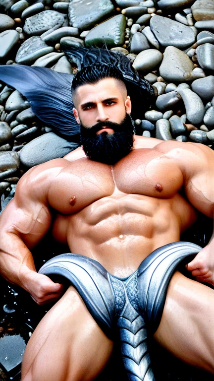 solo，male only，Raised sexy，Raised sexy，Bright mostly white gym，White transparent G rope bikini，Lingerie，Island plate，Light blue heart-shaped accessories，Giant muscles，super muscleale appearance，Mature male， handsome， only  lewdness， of a shirtless， no pant， beautiful muscles， Complex and elegant， highly detailed digital painting， anime style art， art  stations， concept-art， top-quality， tmasterpiece， hyper HD， detailedbackground， Realistic figure， muscle men， light blue beard， musculature， Light blue facial hair， Volumetriclighting， depth of fields， Smooth and sharp focus， illustration， Artistically， String bite， Short trimmed light black hair， musculature， nabel， musculature， male people， Light blue pupils， Heart in the eyes， Sagged Eyes， homosexuality， super musclealefocuuscles male， yaoi， musculature， glute，  muscle， large pecs， Thick quadriceps， upper legs， Wet body， heat and steam emanating from the body， perspired， soaking wet， ， big back，  back， Show ， upper class， Glossy Oiled Skin， glittering oiled skin， suntanned skin， Cute pose， submission pose， prette，pornography， succumbs， intoxicated， ， Favorable， Mellow， PW， Enchanted expression， SFW version， low angles， Face sitting，pornography，Plenty of ，Plenty of ，(long hair:1.5)，， squatting，