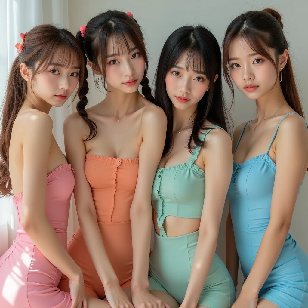 
full body from head to toe detailed, , smooth skin, blushing cheeks, eye contact, high detail, female  features, male part, best quality, photorealistic, high resolution, photography, : 1.3), close-up, sharp focus, 1 girl, European girl, hotmodel, Abdomen, Highly detailed eyes and pupils, Realistic skin, Slim body shape, long  hair Detailed, delicate and sexy, organoleptic gas, shiny lips, ((sleeveless tubular mini dress, pleated ), ((Realistic, Super realistic, Realism, realistic detail), super long straight hair, wavy bangs, the most beautiful, cute, in the university classroom, Danielle Rose Russell, fantastic scenes, evocative narratives, shocking images, beautiful with long red hair, hairstyle, slicked back hair, developing hair (red | orange hair), (bright blue eyes, bright eyes: 1.2), a slight squint, wrinkles around the eyes, a slight smile, everything the body