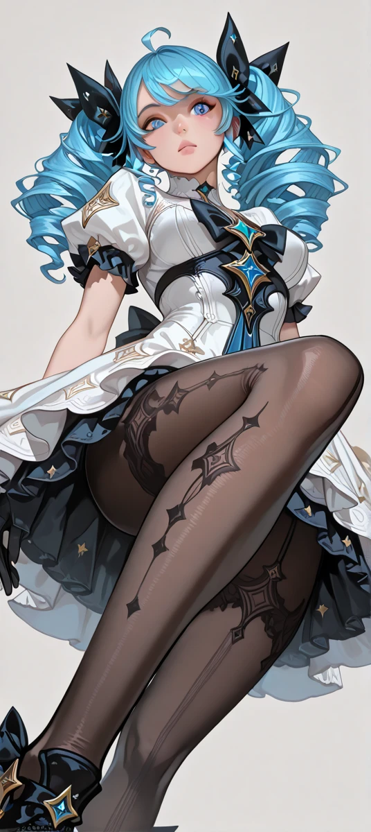 A colossal giantess succubus walks into a tiny city, breaking the floor and everything with her heels, she looks down and mocks you as you see from below her tiny tits and long legs covered all in  pantyhose, look down, evil, better quality, close, photo under her, Giant succubus, massive, long legs, sexy legs, slim body, sexy body, hot, goddess