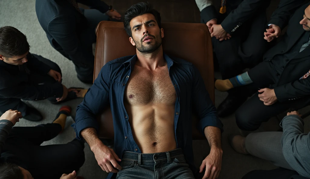 A sexy man with black hair, handsome face, detailed features, masterpiece posing, , homoerotic,   , beautiful background, masterpiece , cinematic lighting,bookeh